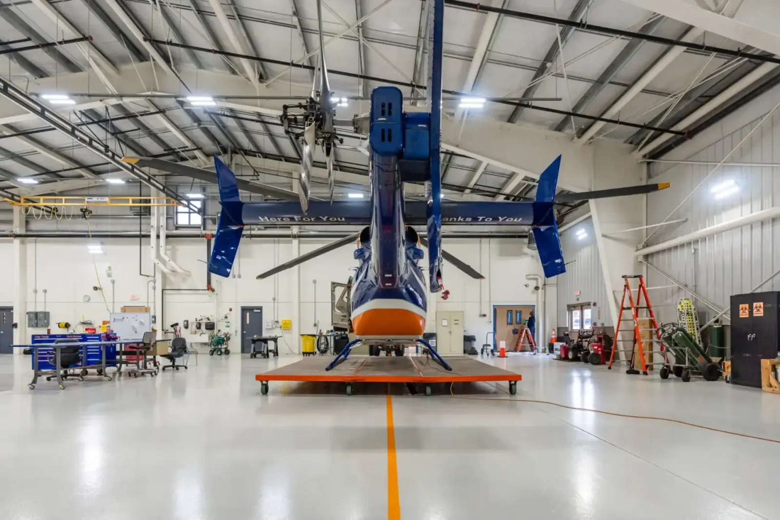 Polished concrete floor in a DFW aircraft hangar installed by Legacy Industrial Coatings
